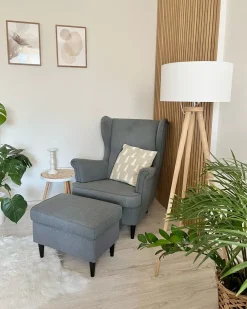 Lampada da pavimento NITRA Legno di quercia Bianco