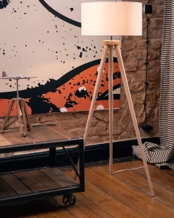Lampada da pavimento NITRA Legno di quercia Bianco