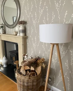 Lampada da pavimento NITRA Legno di quercia Bianco