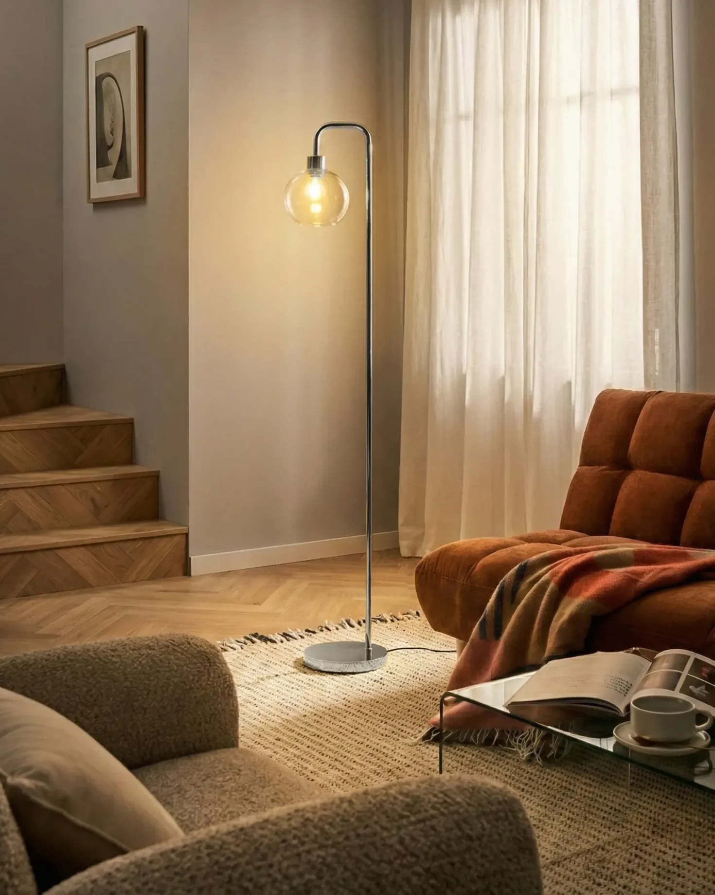 Lampada da pavimento OKAVANGO Metallo Argento