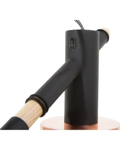 Lampada da pavimento OWENS Regolabile Legno di quercia Nero