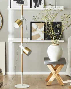 Lampada da pavimento OWENS Regolabile Legno di frassino Bianco