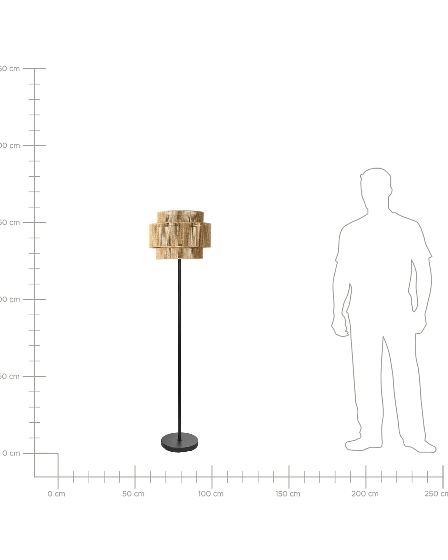 Lampada da pavimento WOKIRO Corda di carta Naturale
