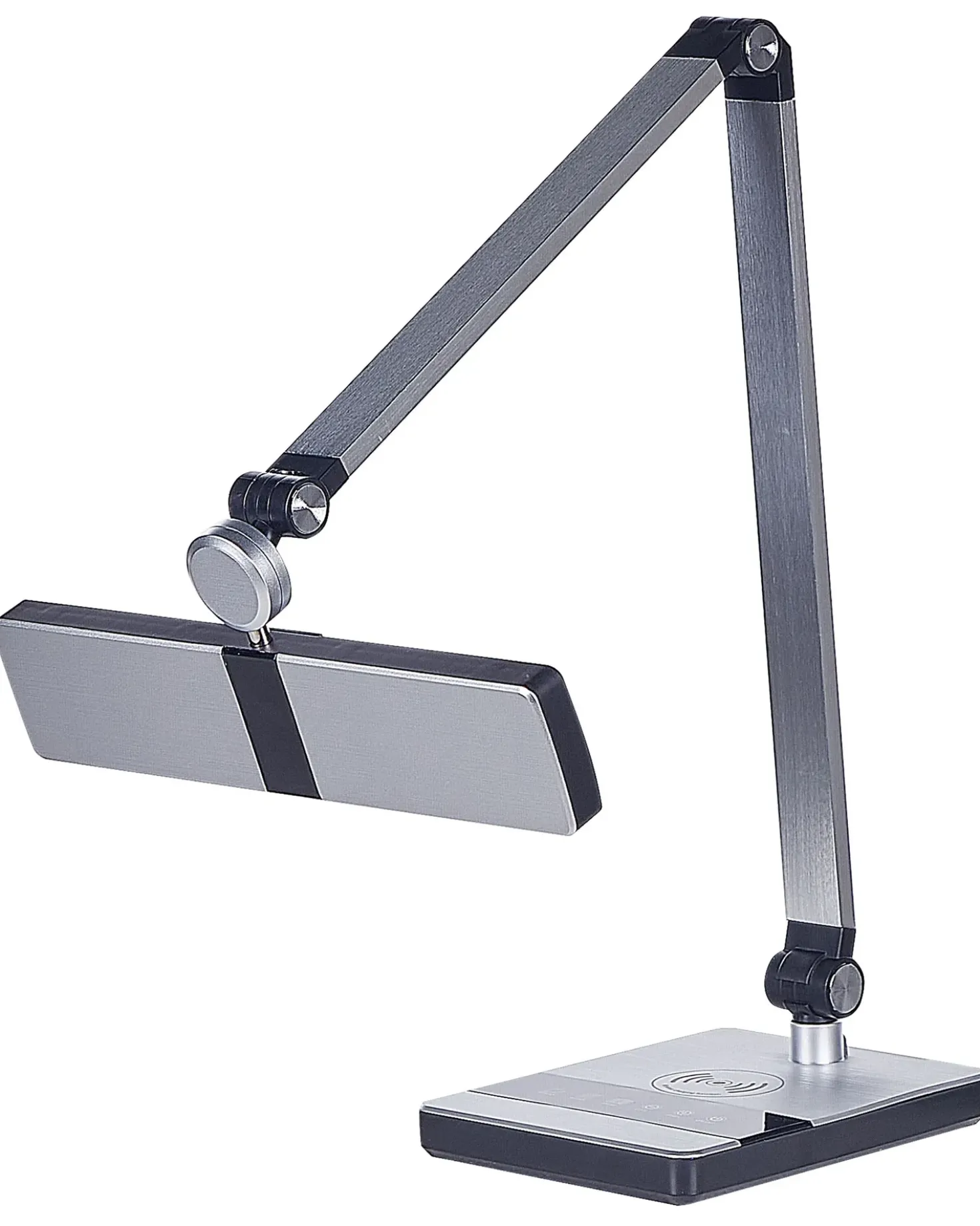 Lampada da scrivania a LED LACERTA con Caricatore wireless Metallo Argento