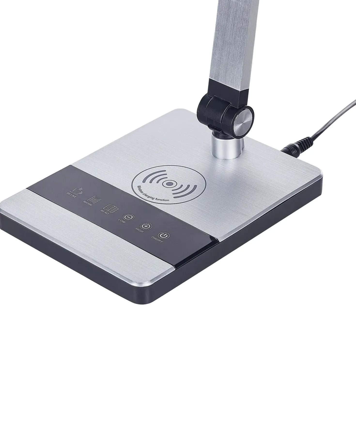 Lampada da scrivania a LED LACERTA con Caricatore wireless Metallo Argento