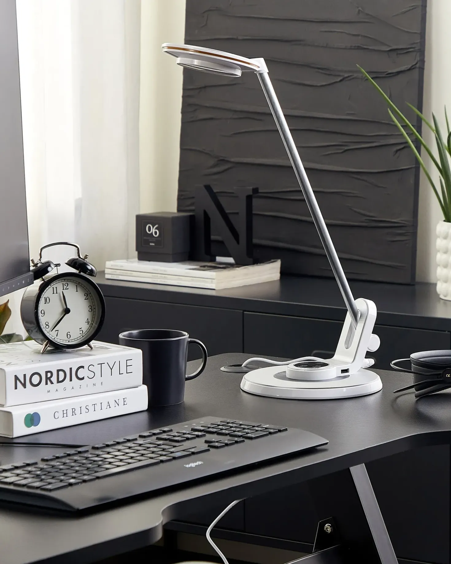 Lampada da scrivania a LED CORVUS con dimmer Metallo Bianco/Argento