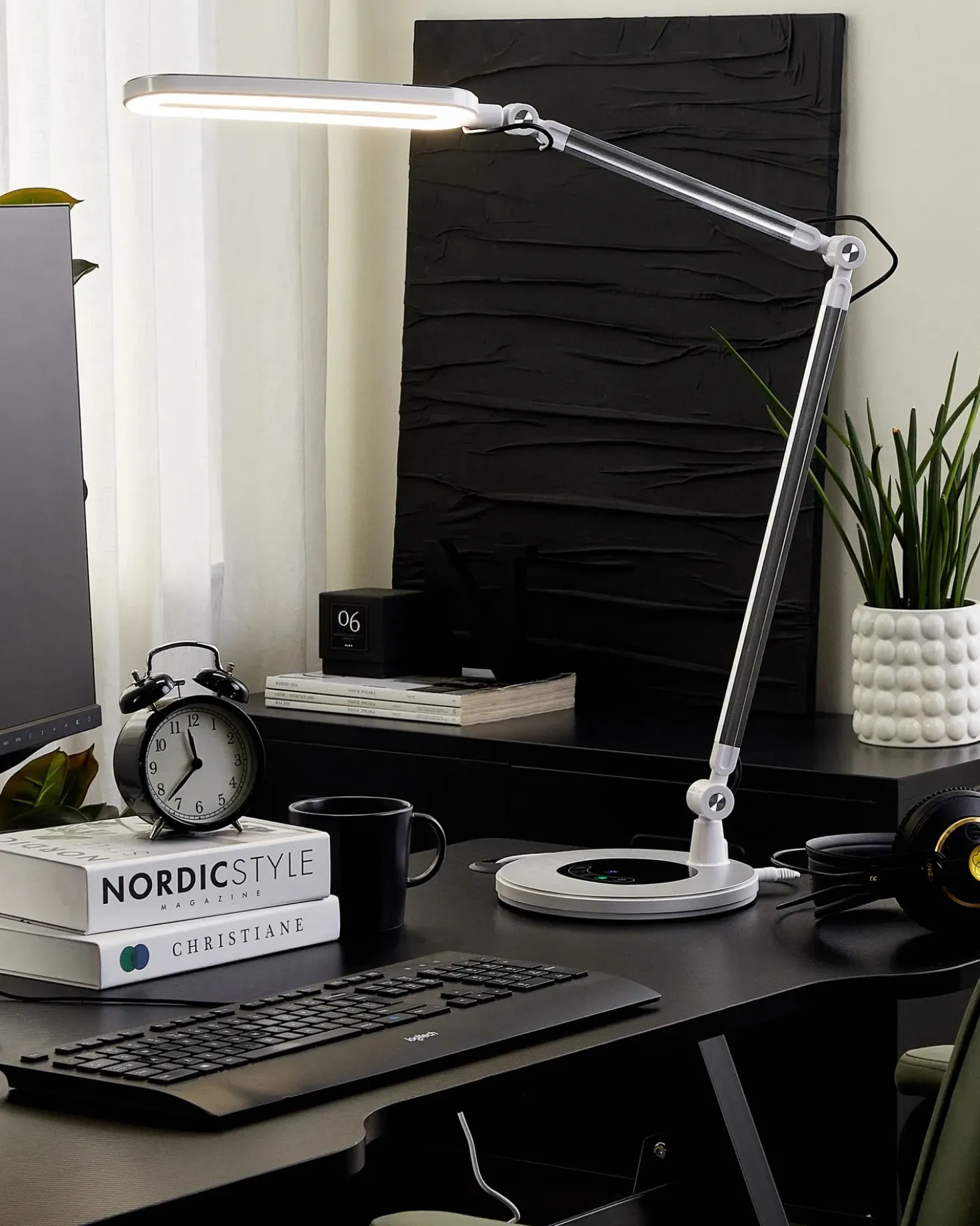 Lampada da scrivania a LED GRUS con dimmer Metallo Argento