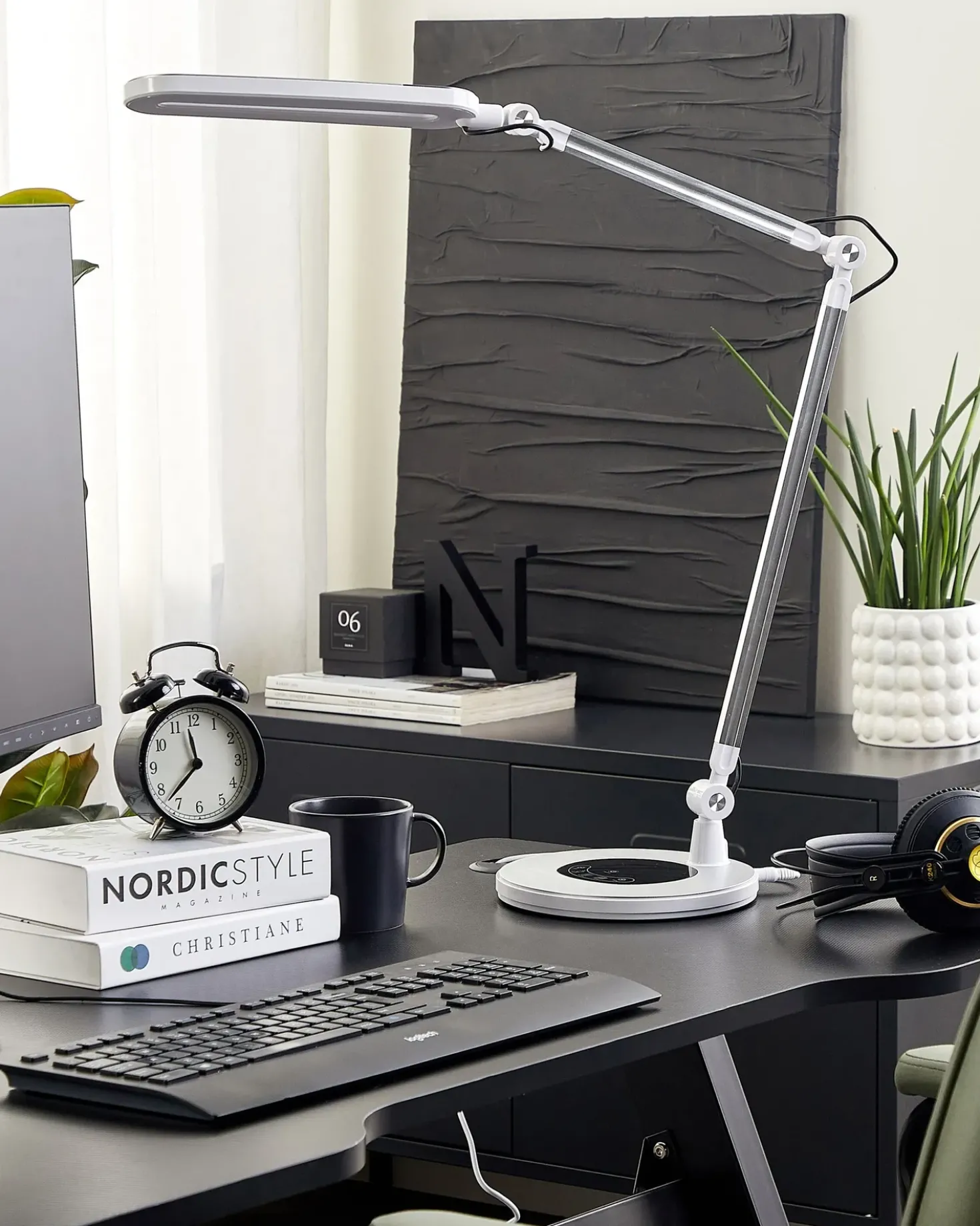 Lampada da scrivania a LED GRUS con dimmer Metallo Argento
