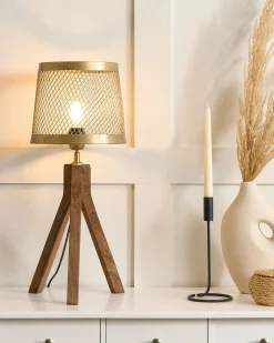 Lampada da tavolo BEKI Legno di mango Marrone