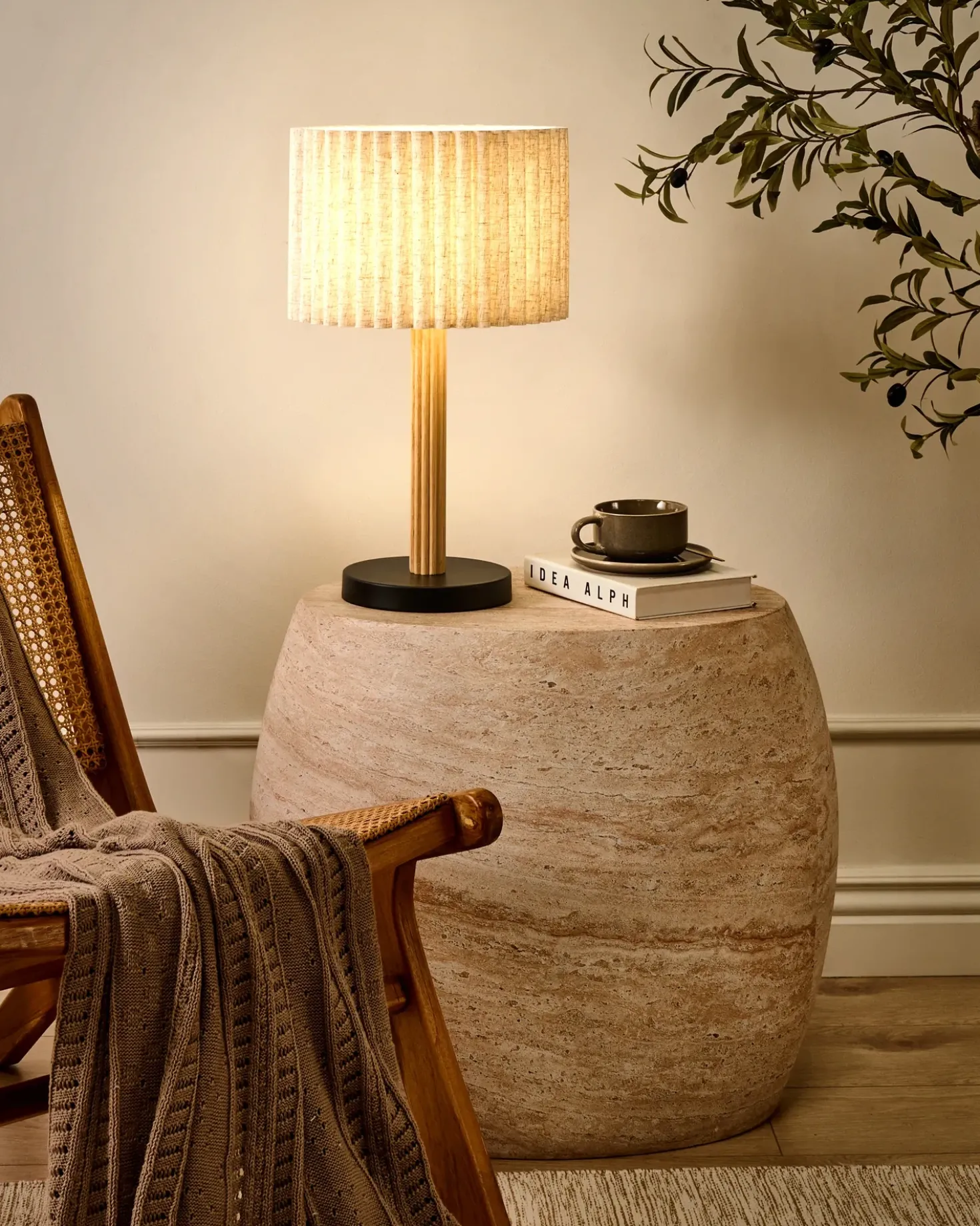 Lampada da tavolo BELESSA Lino Beige chiaro
