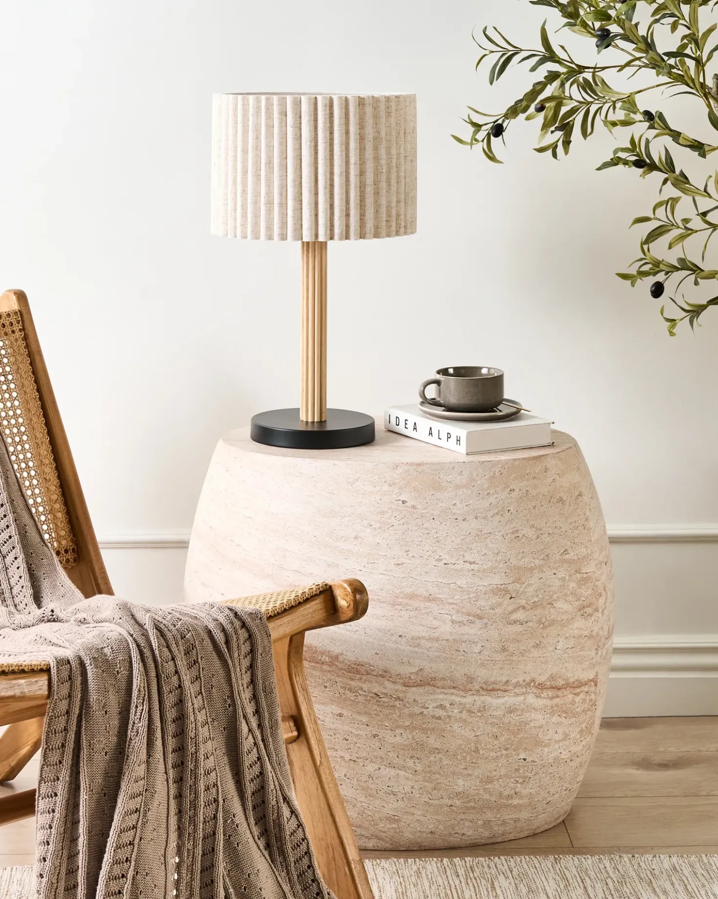Lampada da tavolo BELESSA Lino Beige chiaro