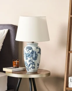 Lampada da tavolo BELUSO Porcellana Bianco/Blu
