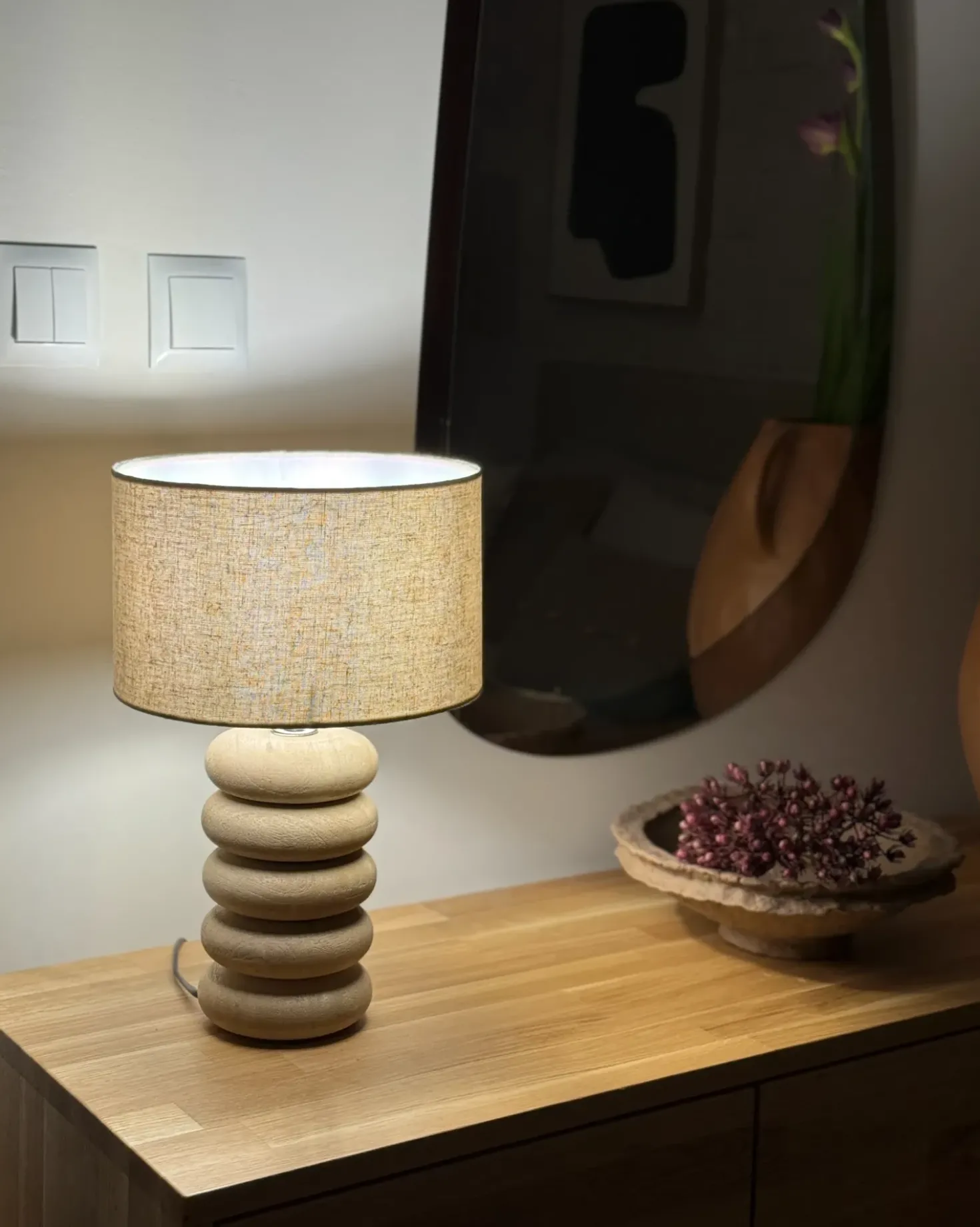 Lampada da tavolo BETWA Legno di mango Marrone chiaro
