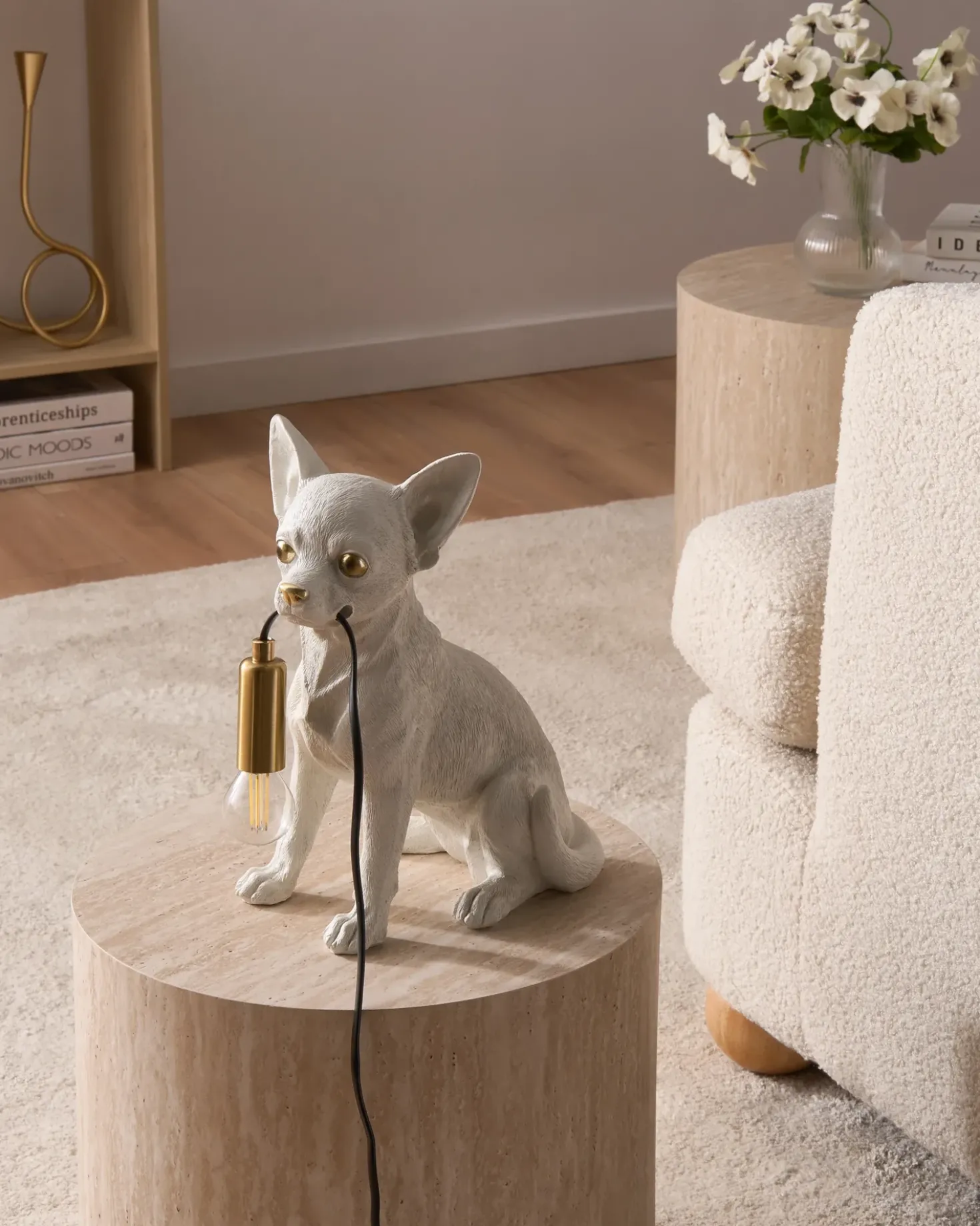 Lampada da tavolo Cane ROCCO Bianco