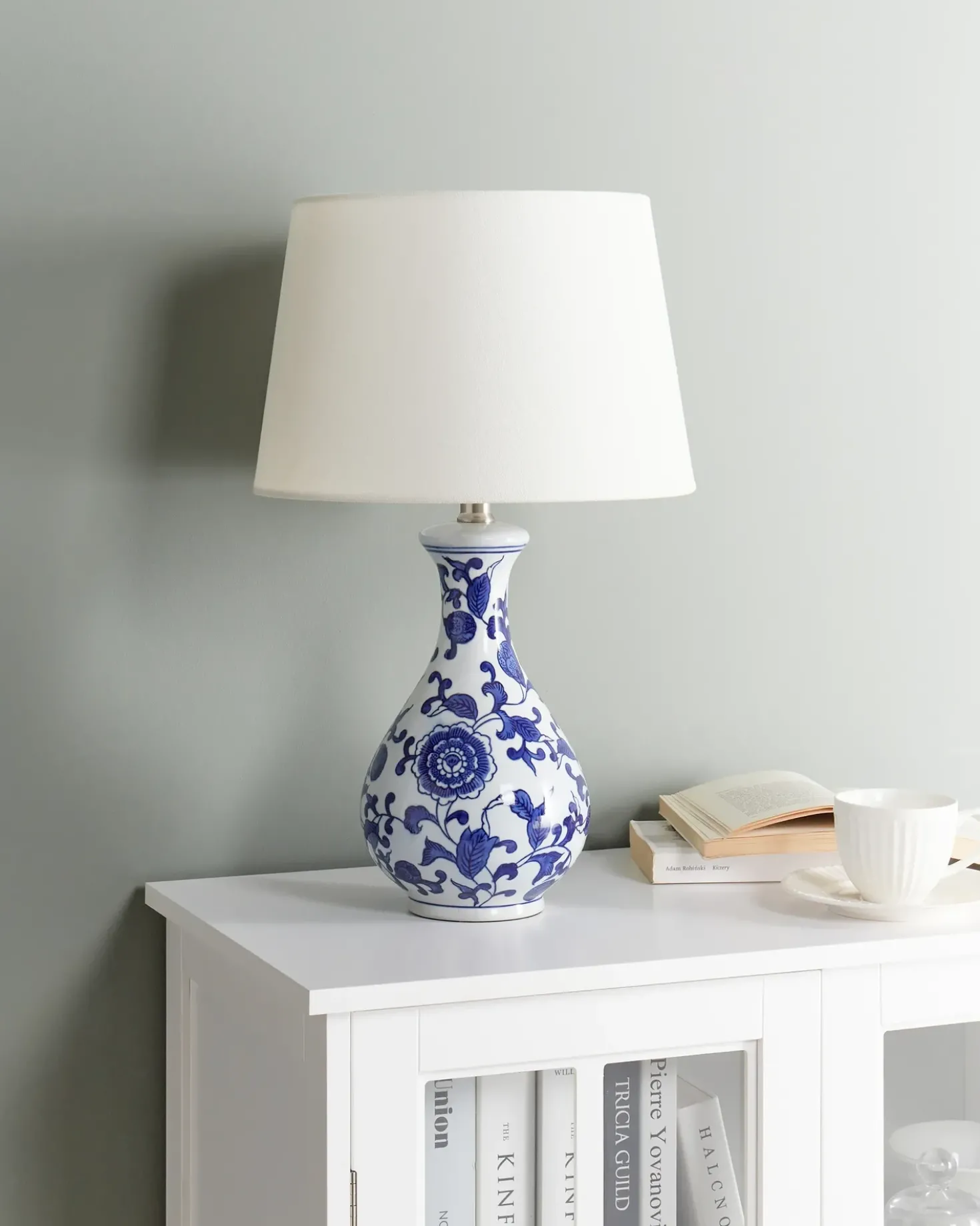 Lampada da tavolo CARMEN Porcellana Bianco/Blu