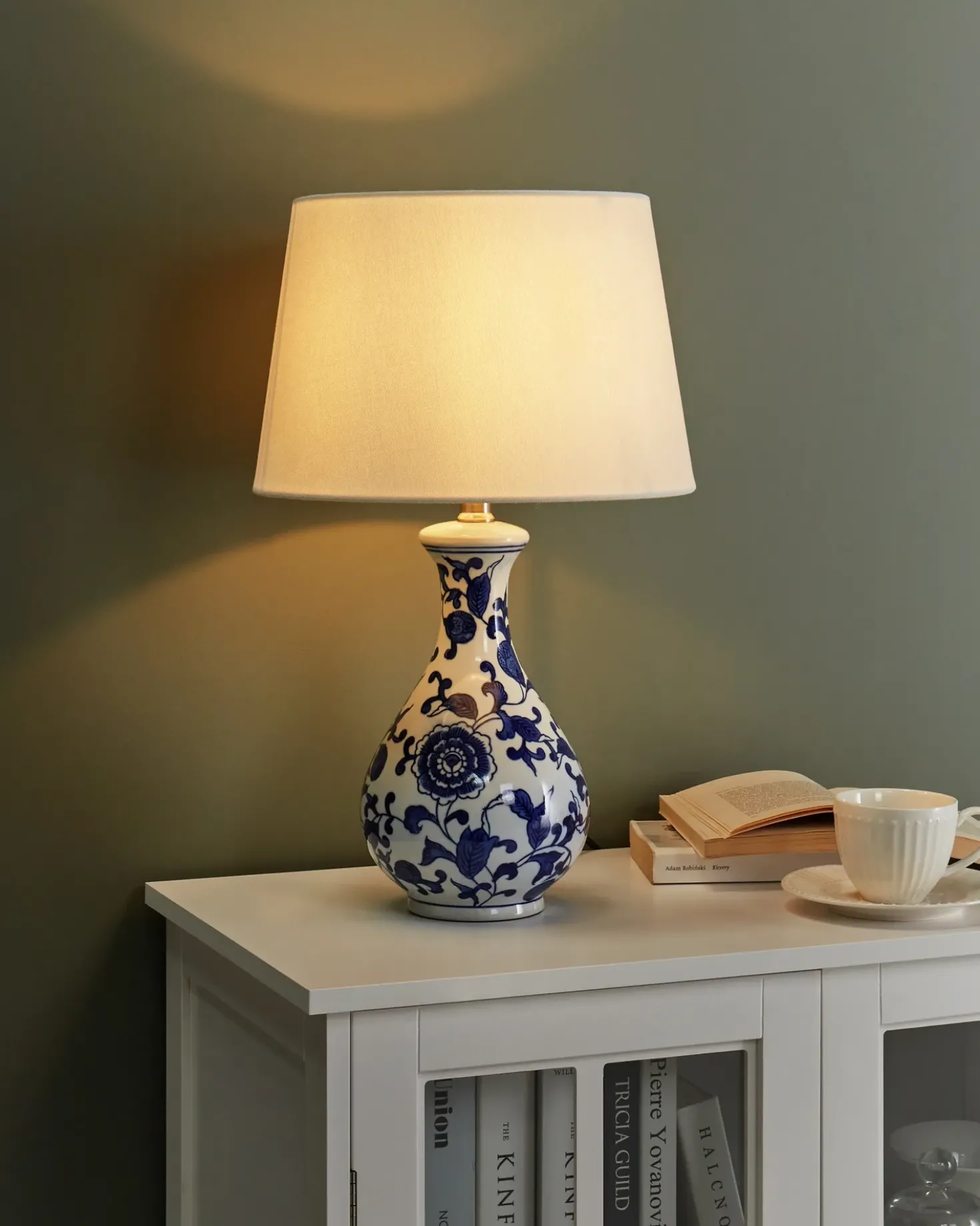 Lampada da tavolo CARMEN Porcellana Bianco/Blu
