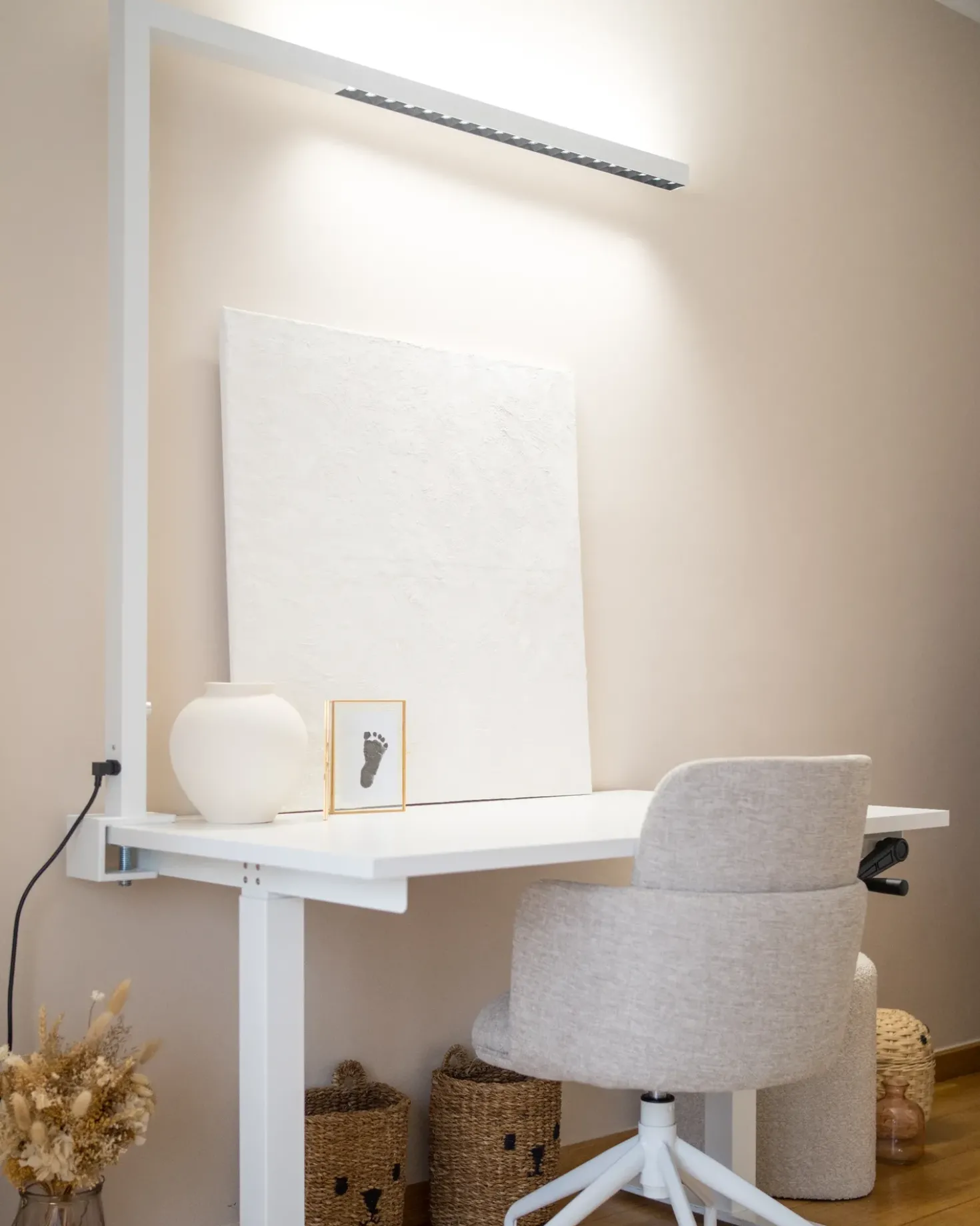Lampada da tavolo con morsetto a LED VOLANS con dimmer Metallo Bianco