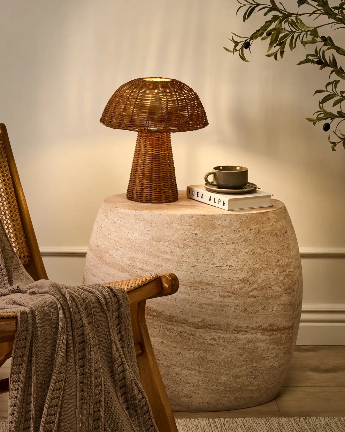 Lampada da tavolo Fungo ALERO Rattan Naturale