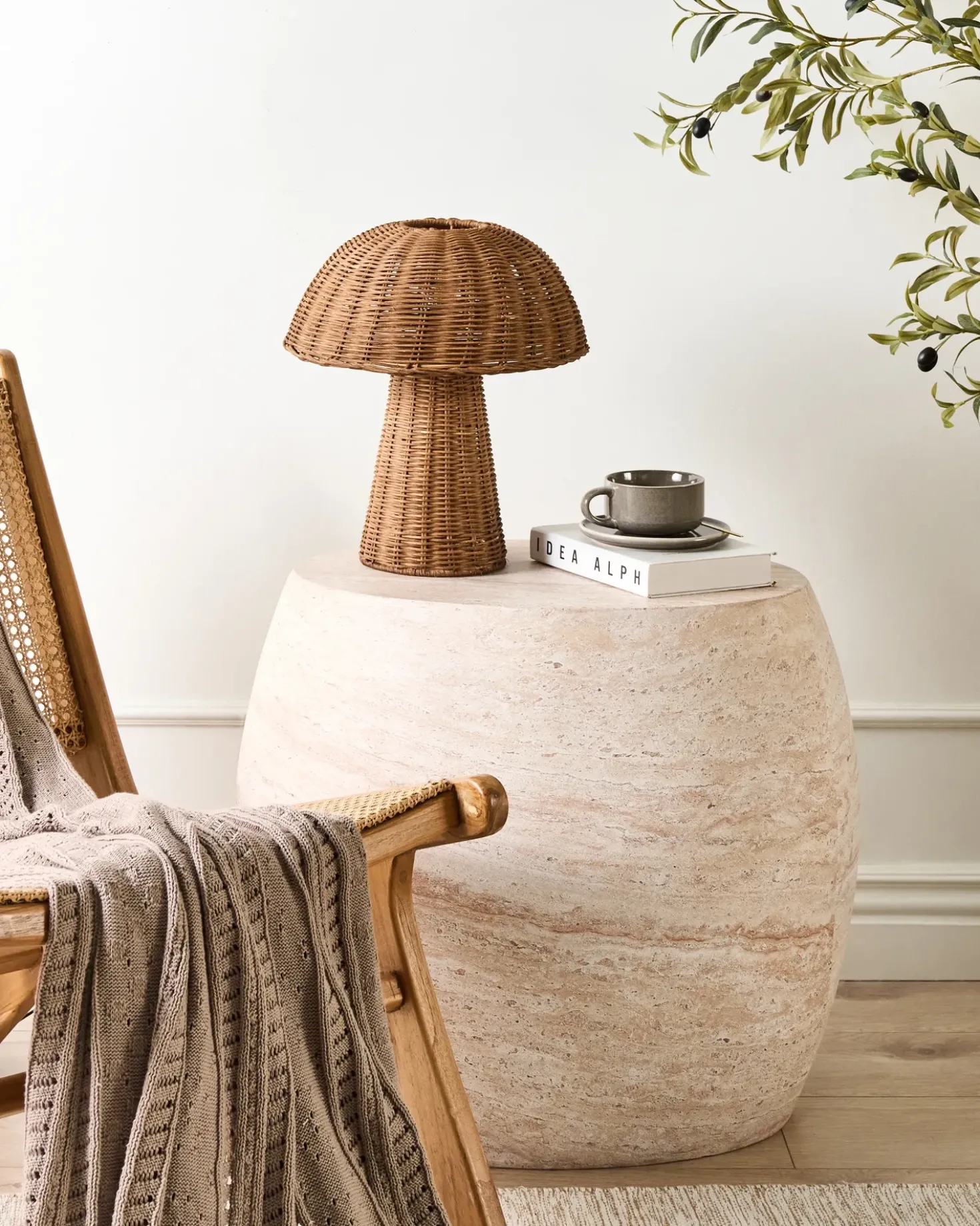 Lampada da tavolo Fungo ALERO Rattan Naturale
