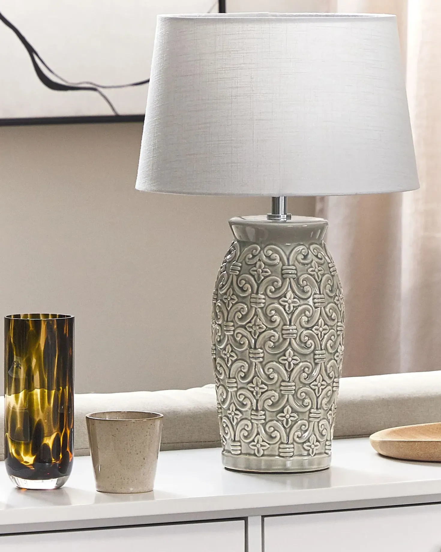 Lampada da tavolo KHOPER Ceramica Grigio