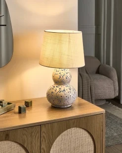 Lampada da tavolo MACAL Ceramica Bianco/Blu
