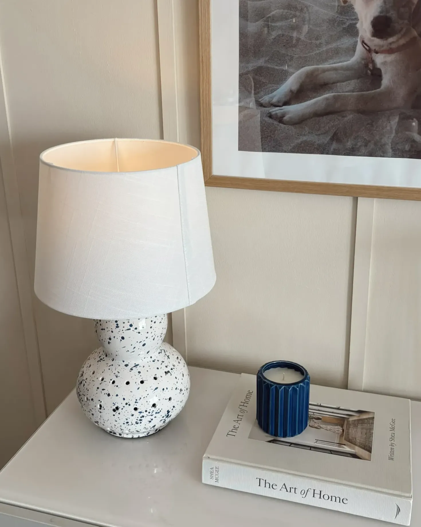 Lampada da tavolo MACAL Ceramica Bianco/Blu