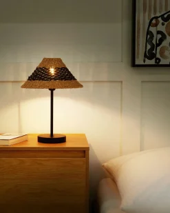 Lampada da tavolo MOMBA Corda di carta Nero