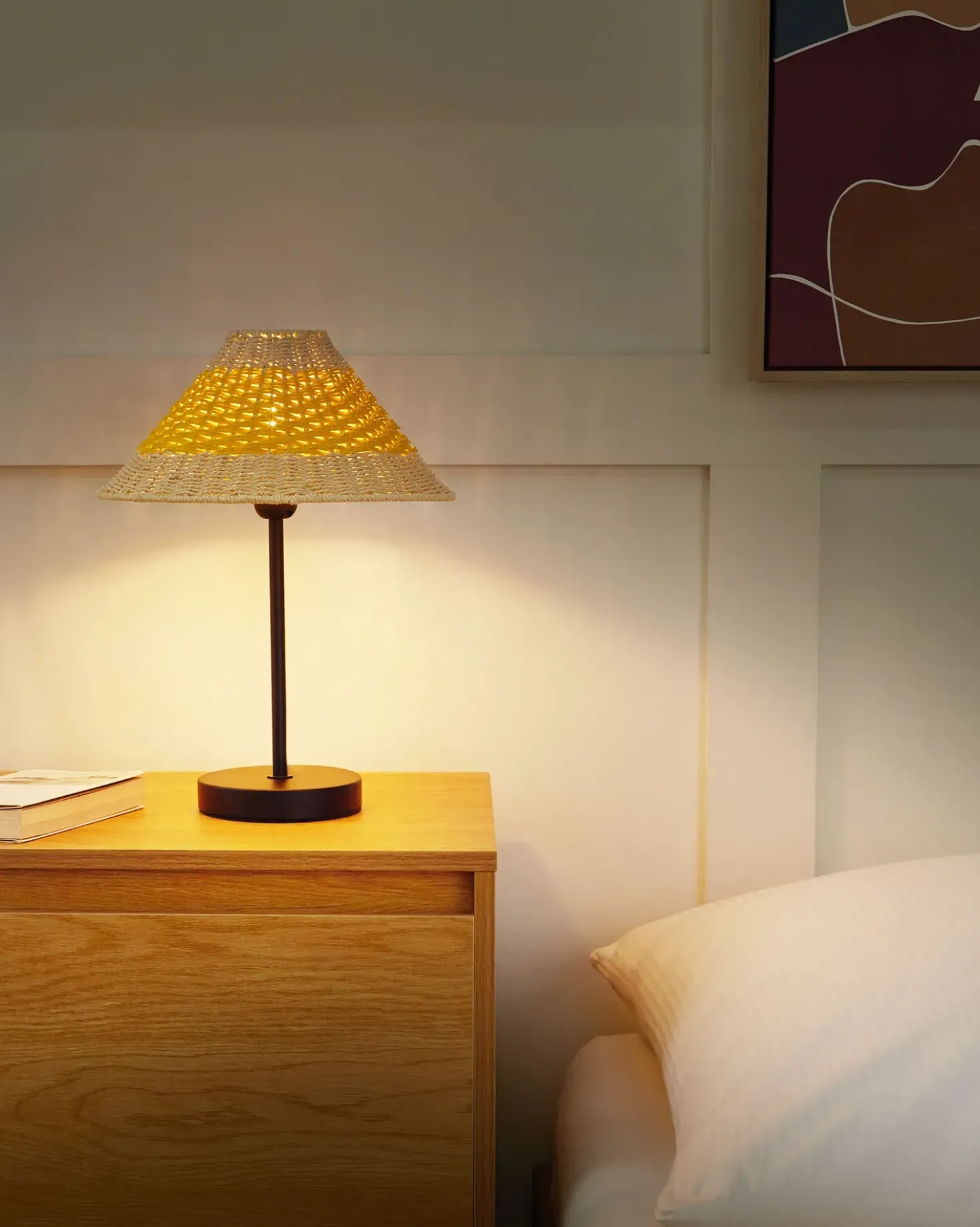 Lampada da tavolo MOMBA Corda di carta Giallo