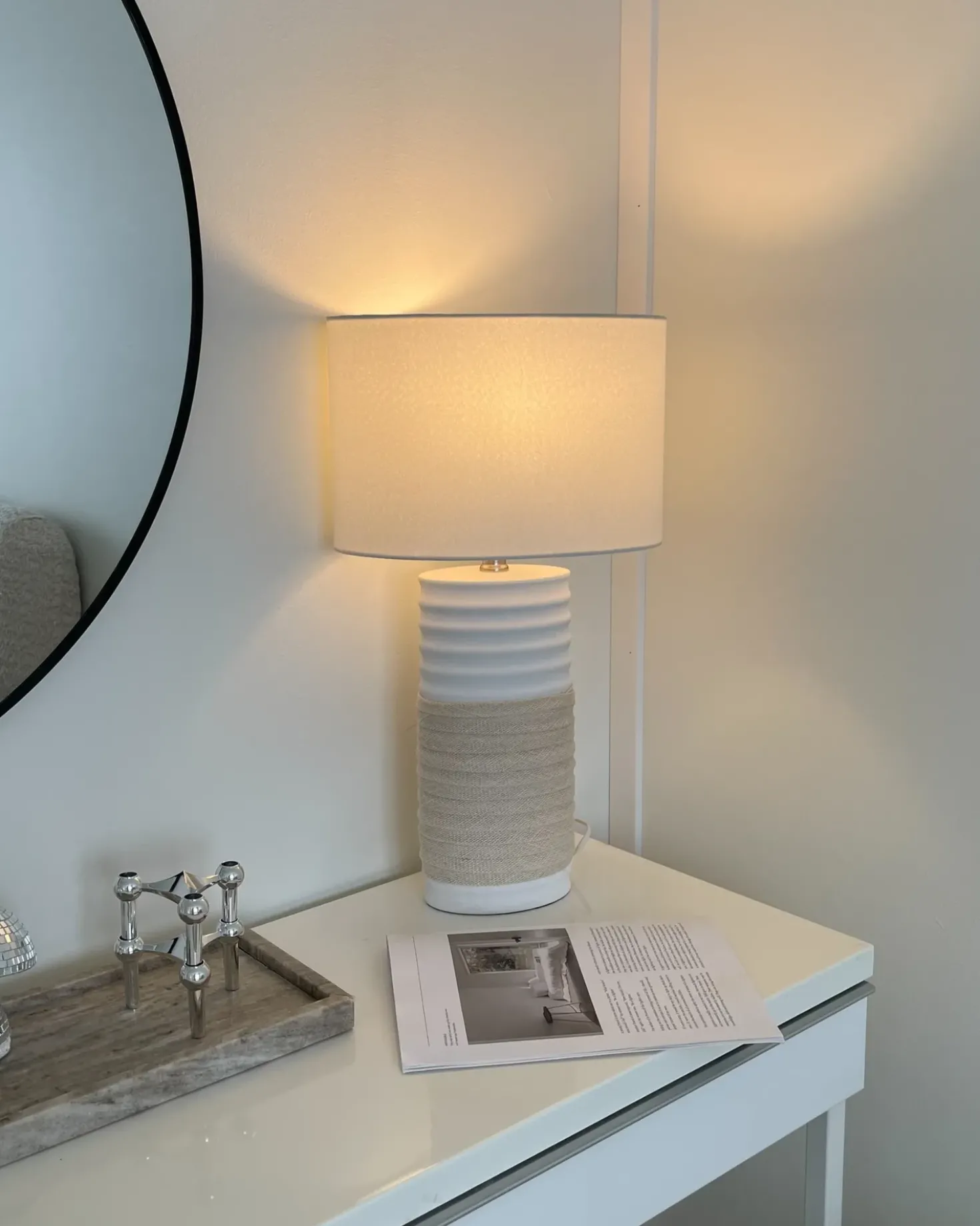 Lampada da tavolo NAVIA Porcellana Beige chiaro