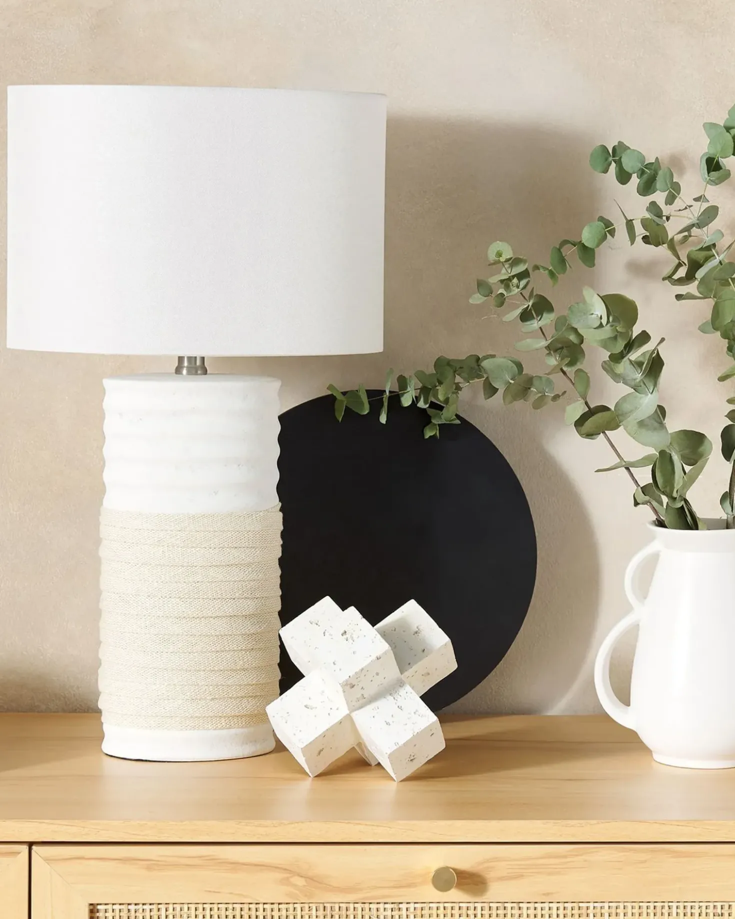 Lampada da tavolo NAVIA Porcellana Beige chiaro
