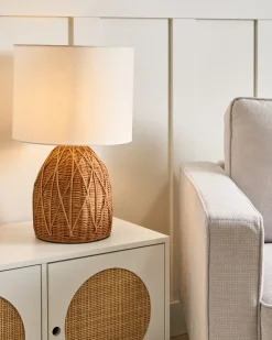 Lampada da tavolo NILWALA Rattan Naturale