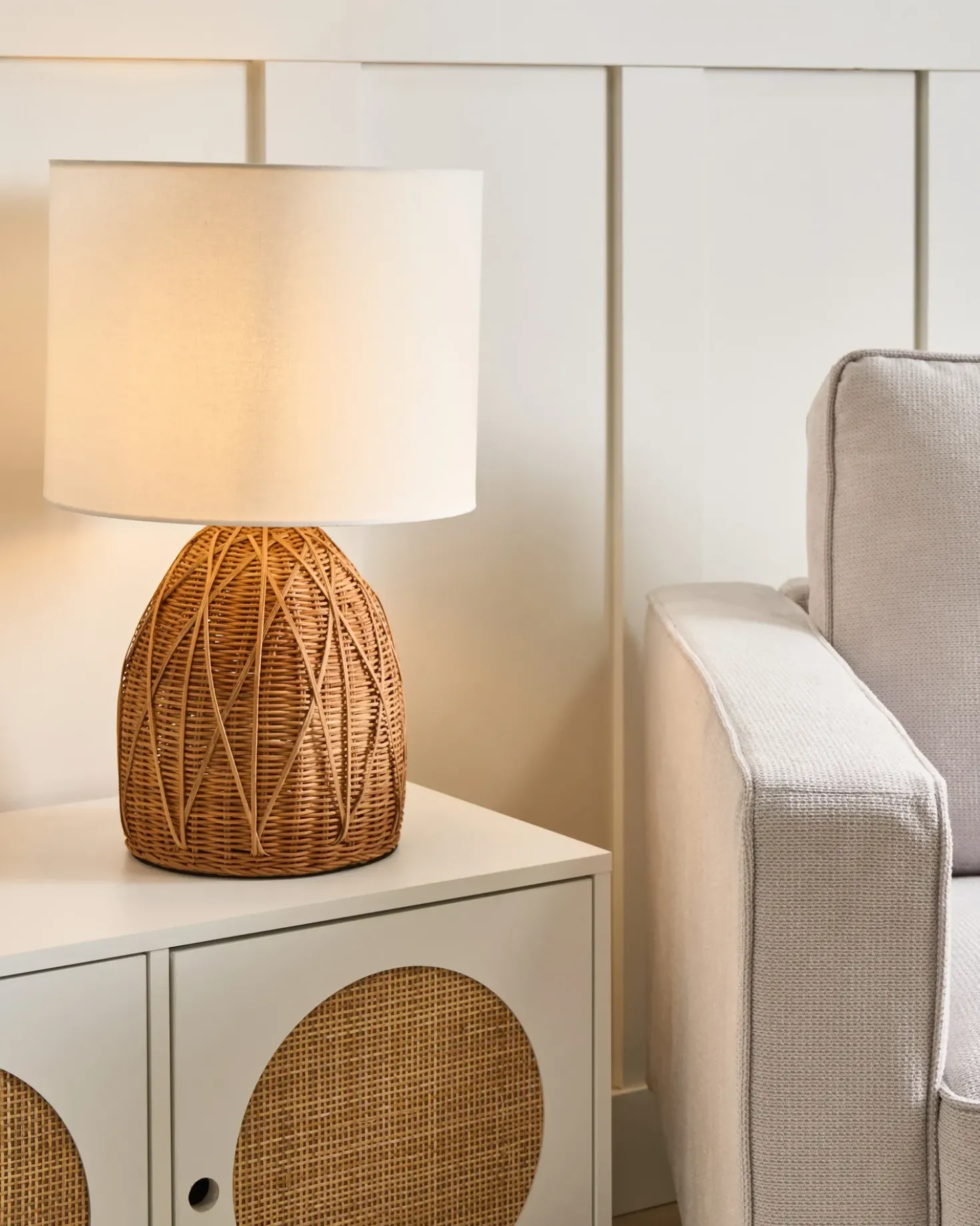Lampada da tavolo NILWALA Rattan Naturale