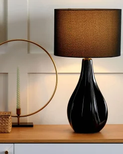 Lampada da tavolo SANTEE Porcellana Nero