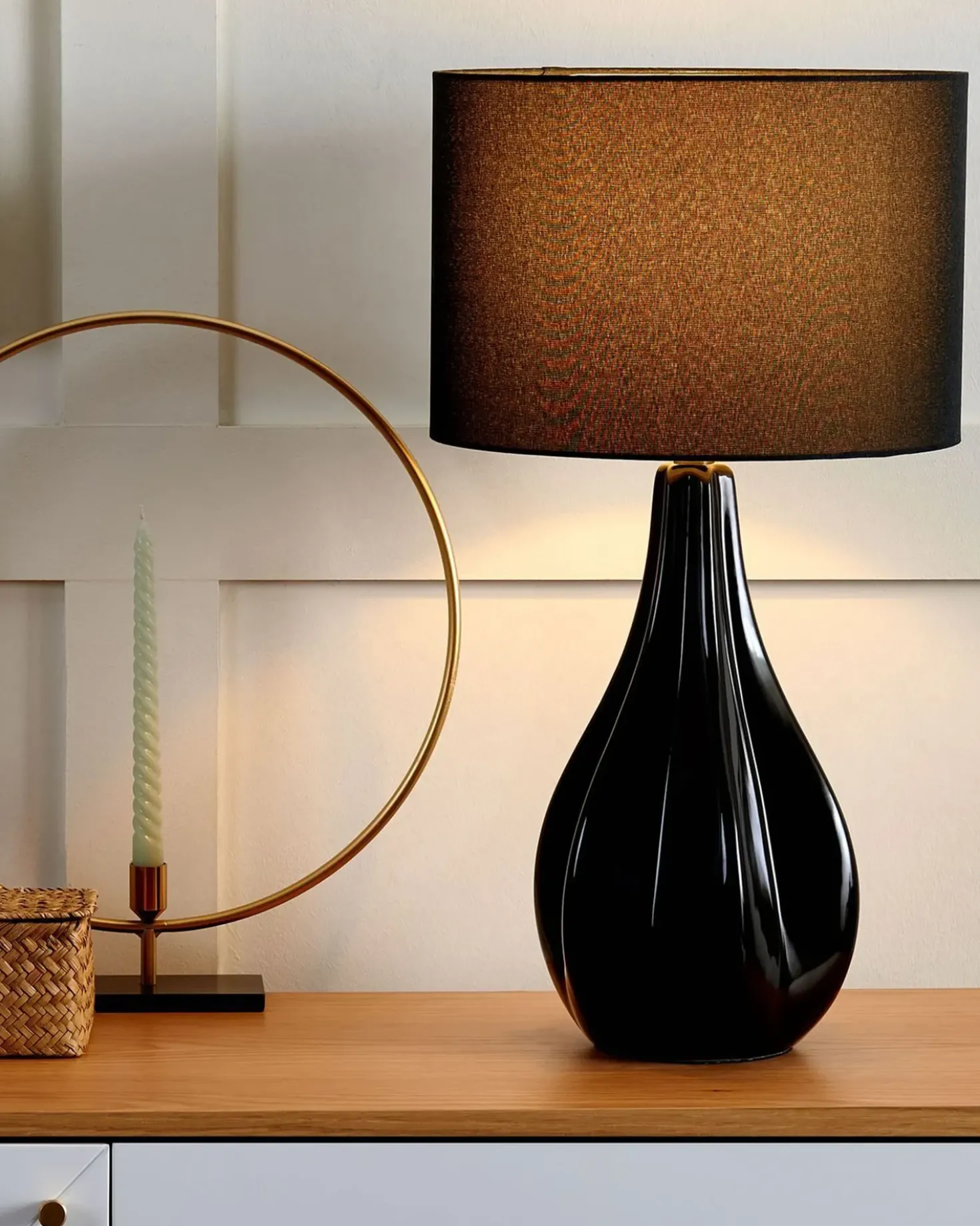 Lampada da tavolo SANTEE Porcellana Nero