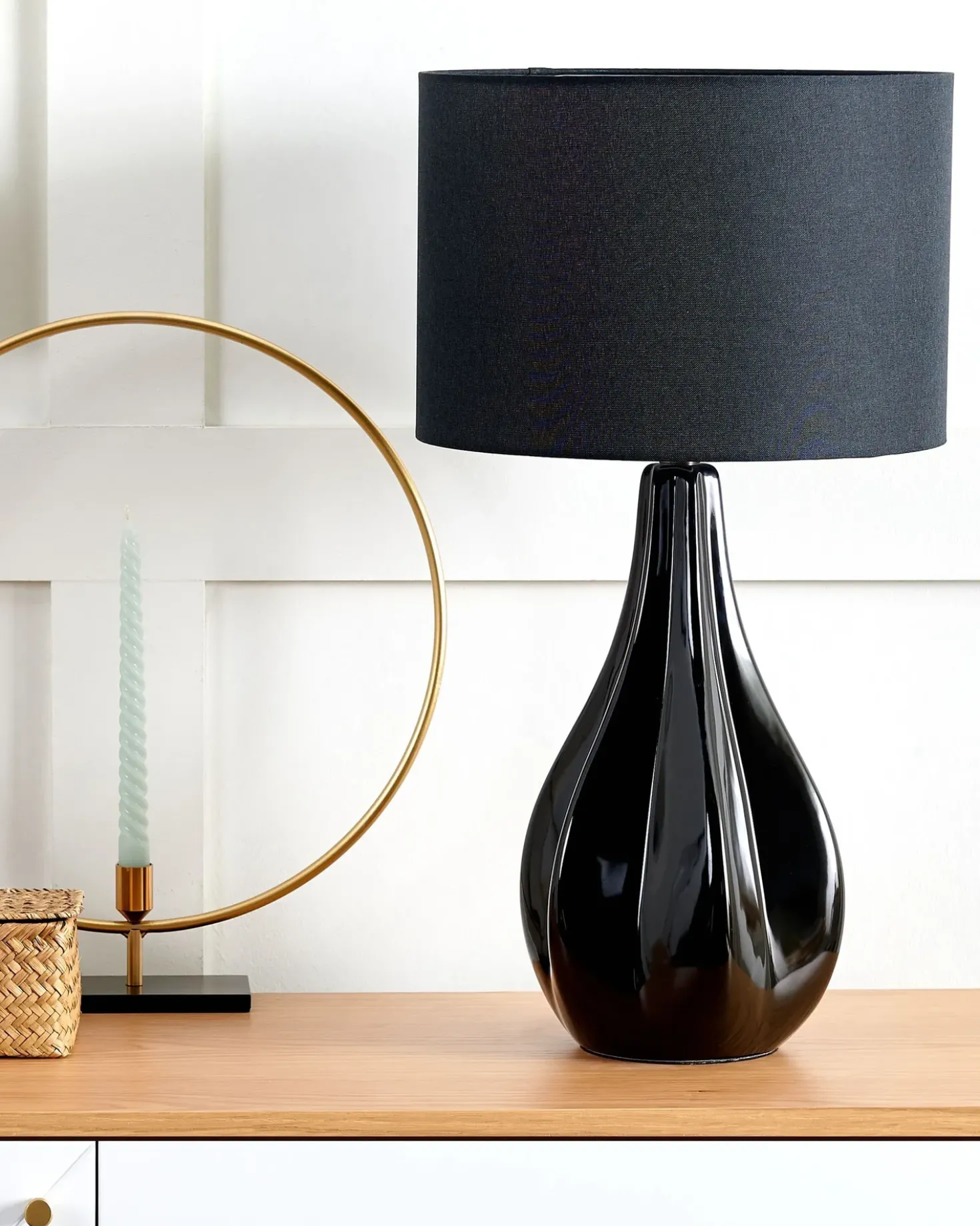Lampada da tavolo SANTEE Porcellana Nero