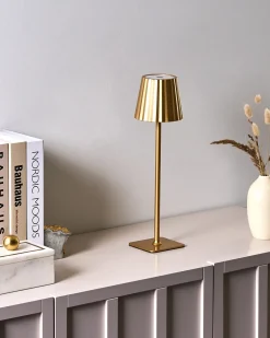 Lampada da tavolo senza fili a LED ABARO con dimmer Metallo Oro