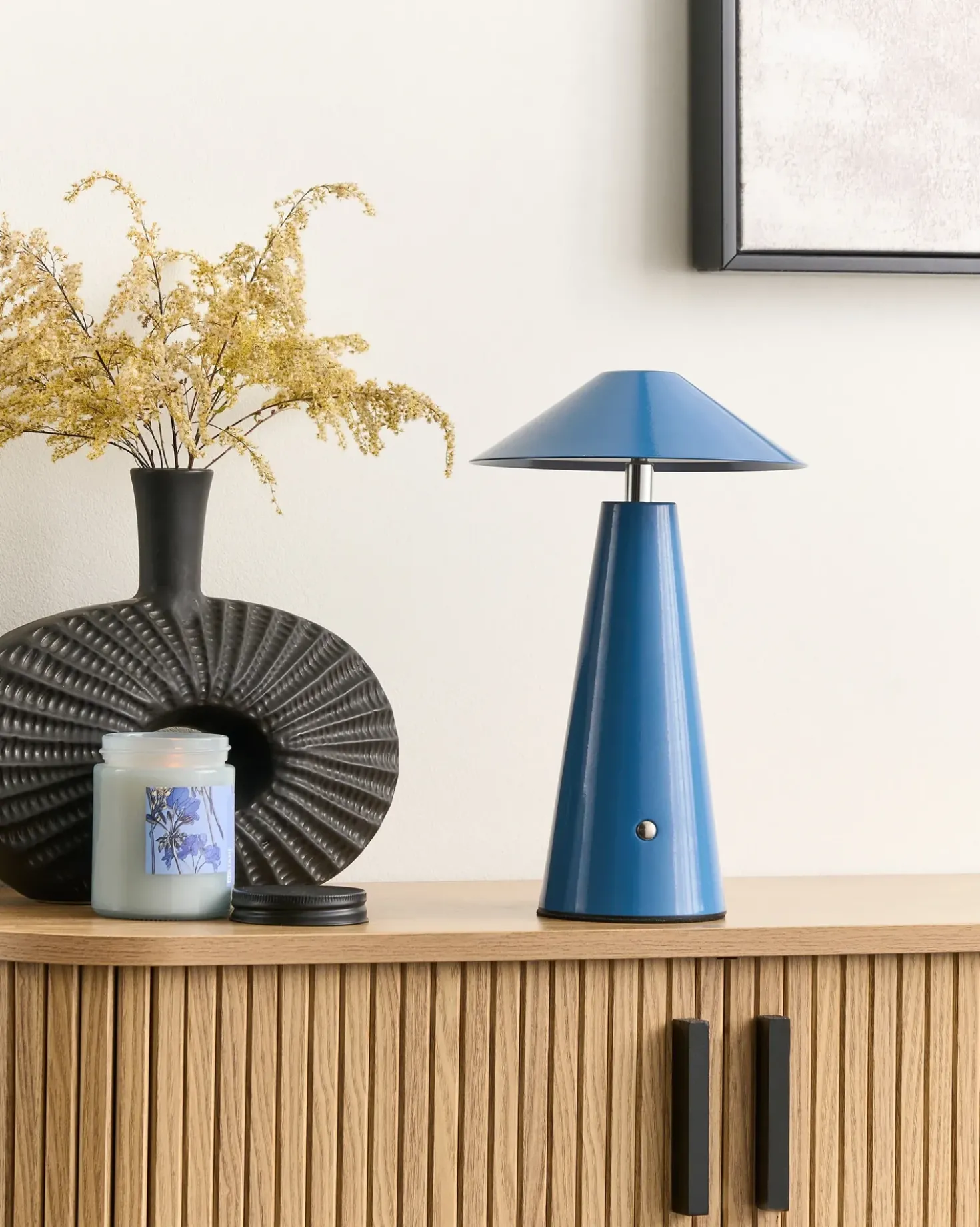 Lampada da tavolo senza fili a LED APAYAO con dimmer Metallo Blu