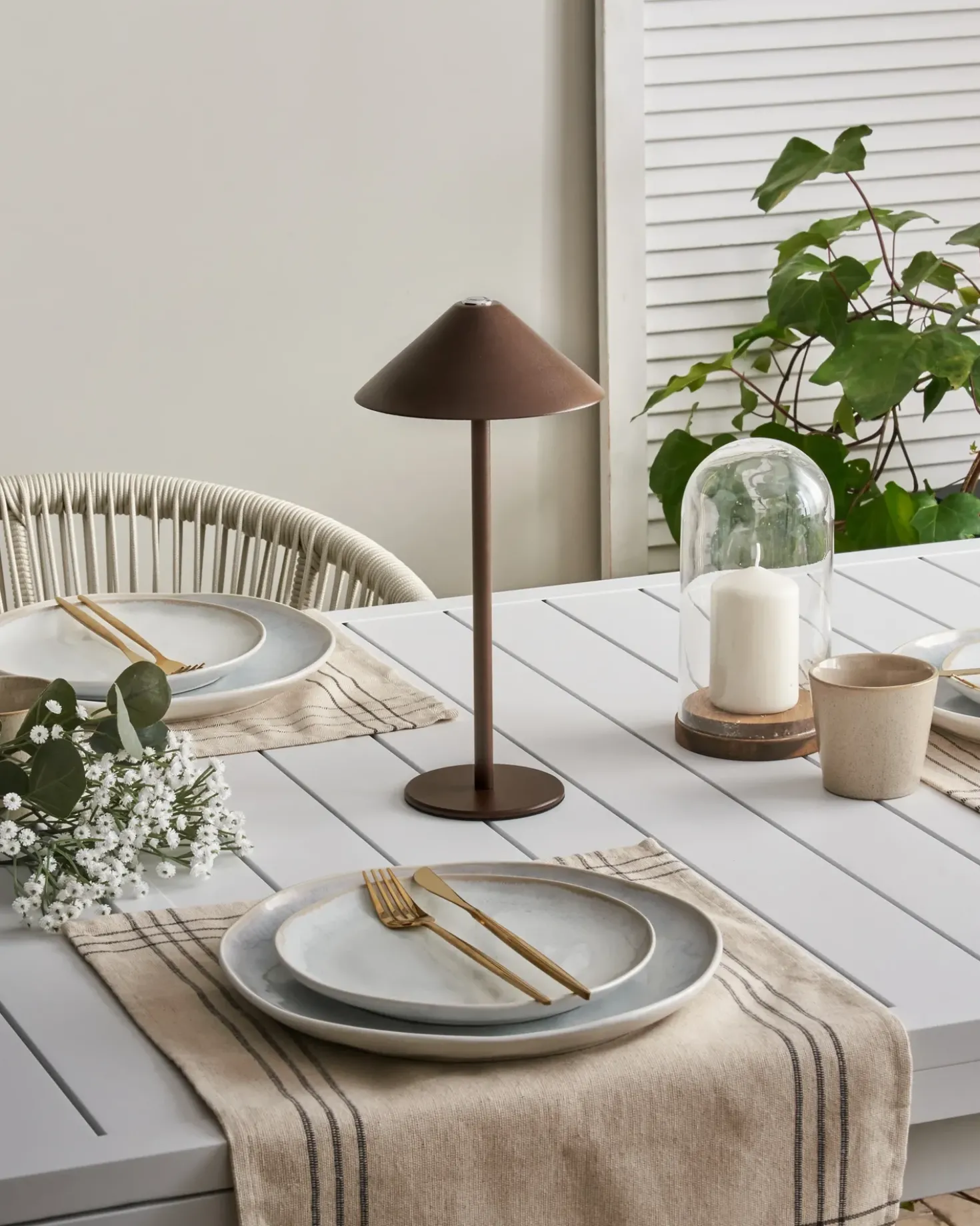 Lampada da tavolo senza fili a LED FRANCOLI con dimmer Metallo Marrone