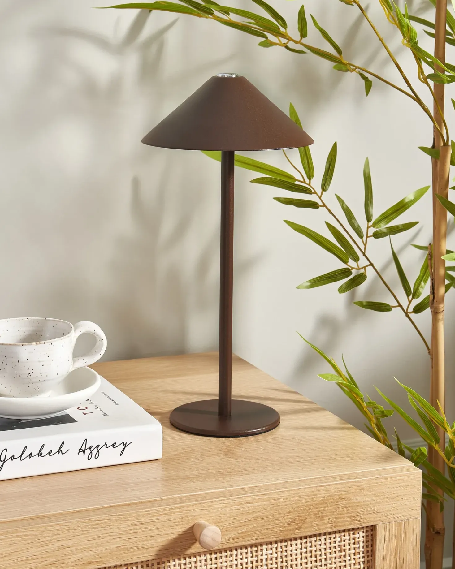 Lampada da tavolo senza fili a LED FRANCOLI con dimmer Metallo Marrone