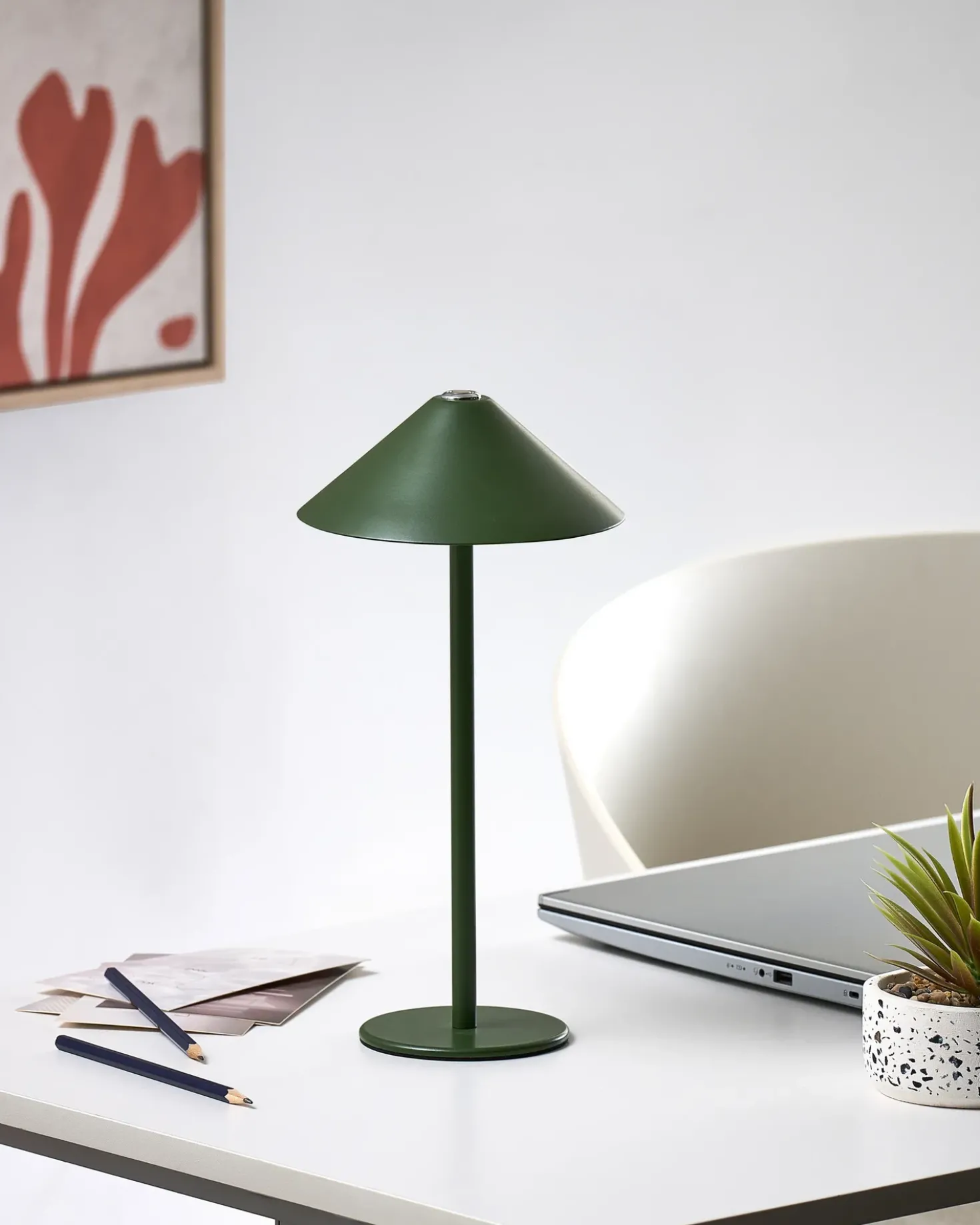 Lampada da tavolo senza fili a LED MODJO con dimmer Metallo Verde