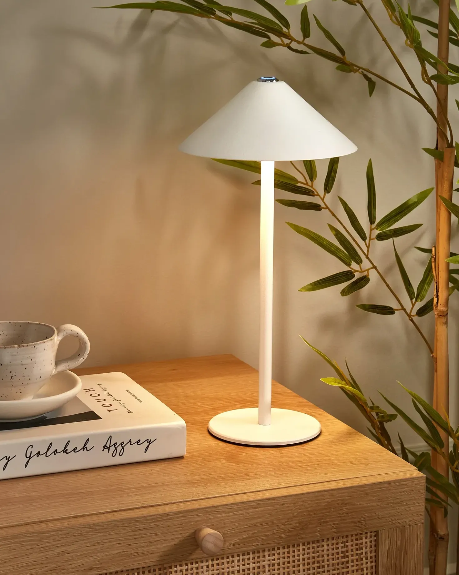 Lampada da tavolo senza fili a LED FRANCOLI con dimmer Metallo Bianco