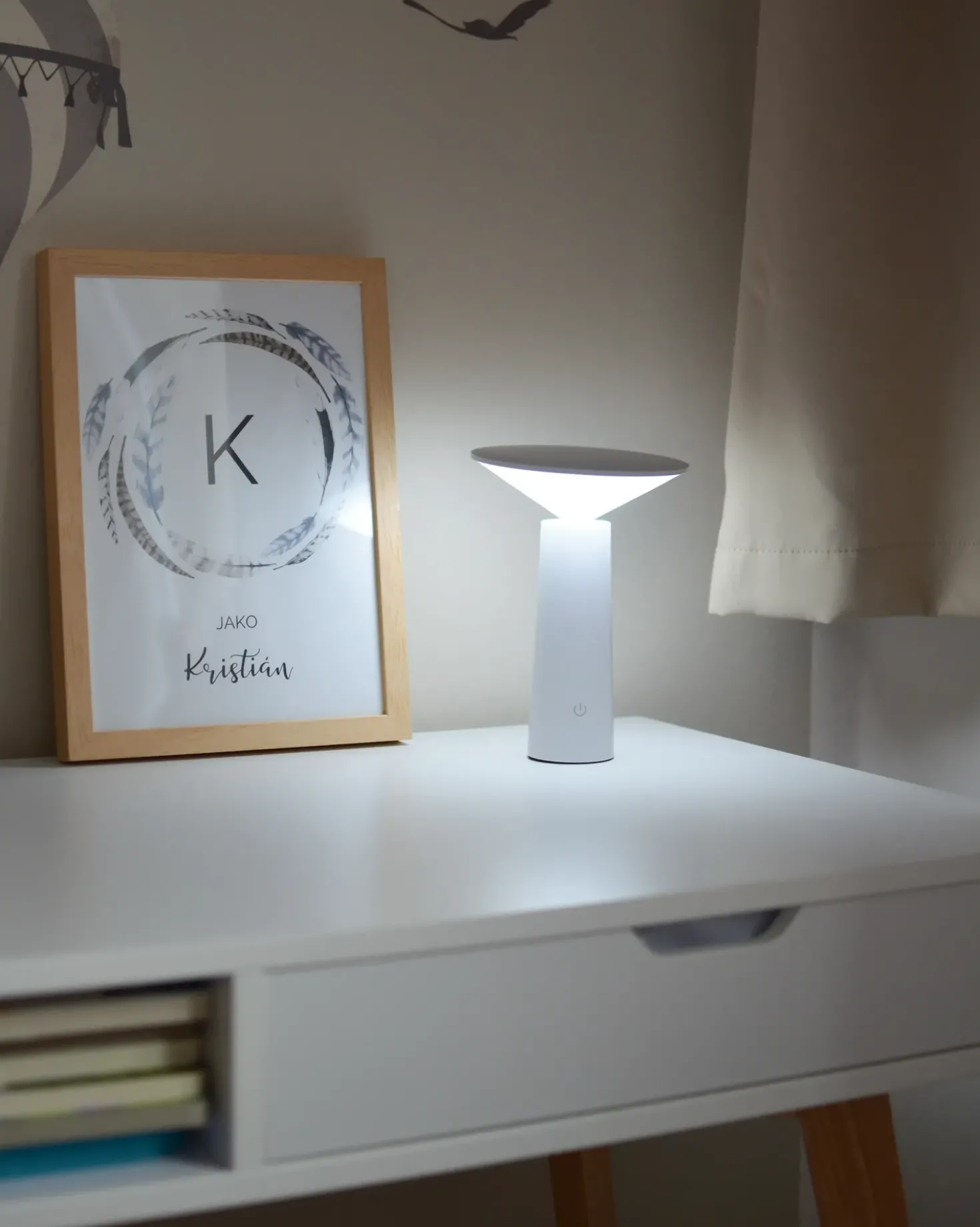 Lampada da tavolo senza fili a LED LEVIRA con dimmer Metallo Bianco