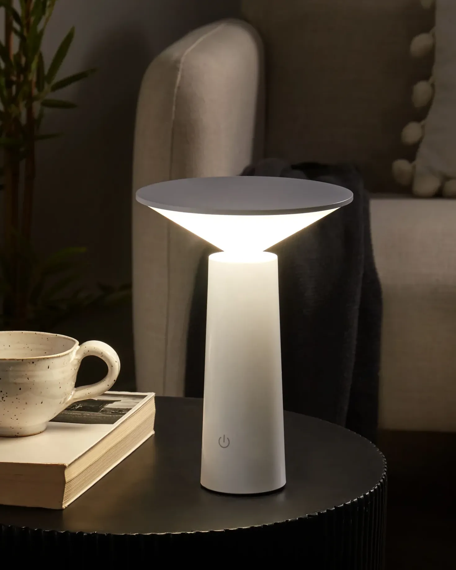 Lampada da tavolo senza fili a LED LEVIRA con dimmer Metallo Bianco