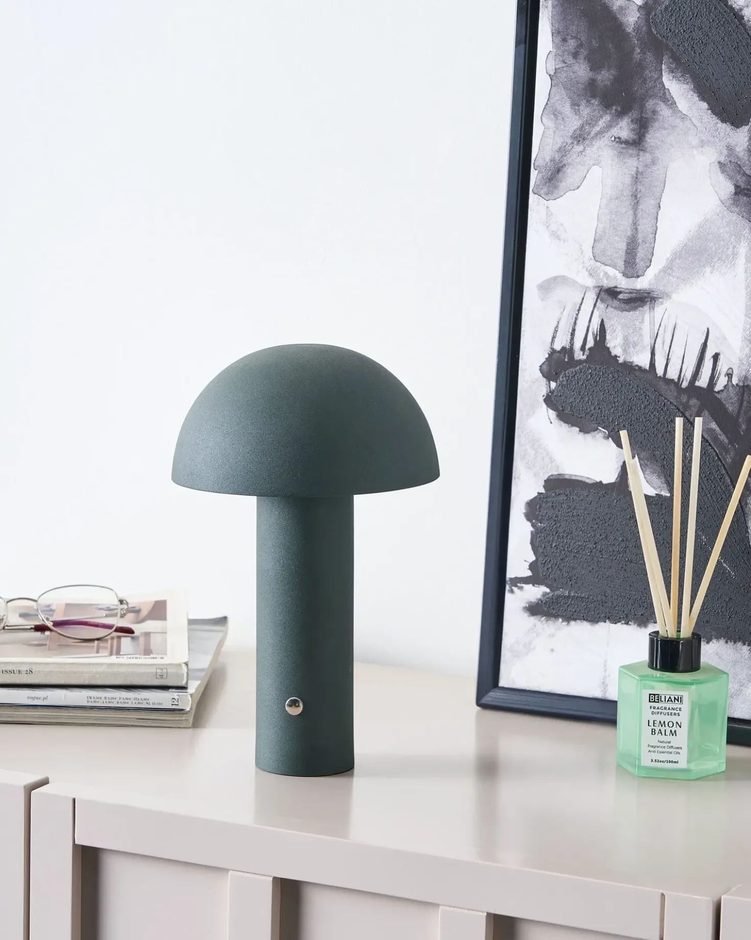 Lampada da tavolo senza fili a LED BOJO con dimmer Metallo Verde scuro