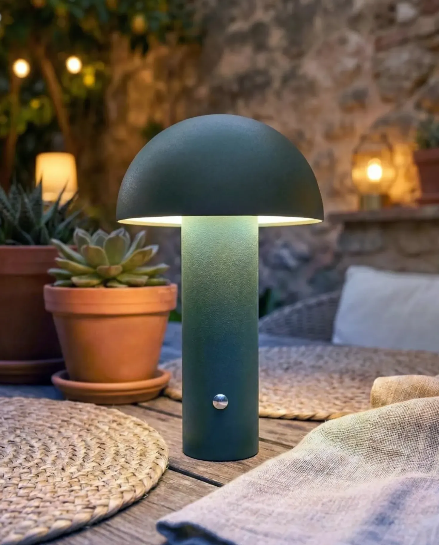 Lampada da tavolo senza fili a LED BOJO con dimmer Metallo Verde scuro