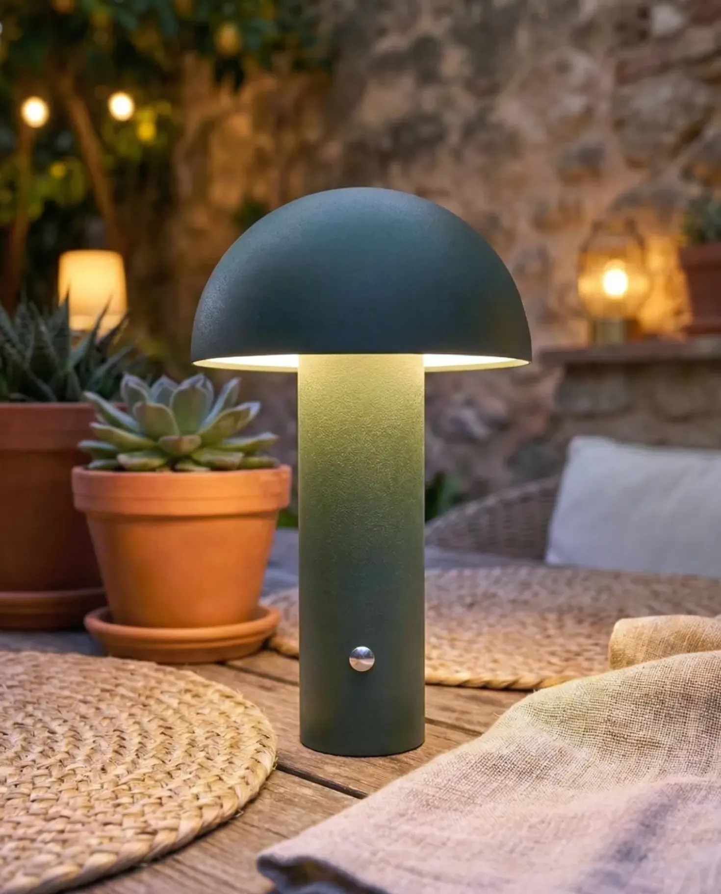 Lampada da tavolo senza fili a LED BOJO con dimmer Metallo Verde scuro