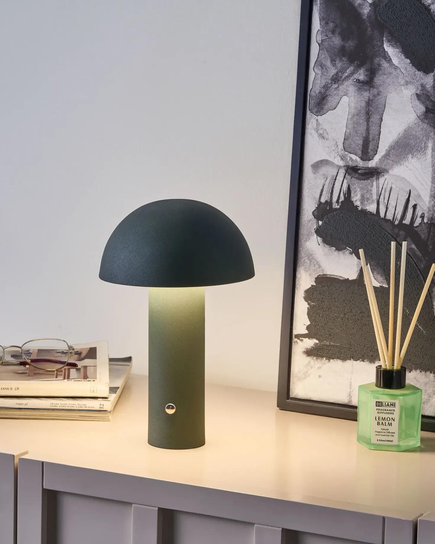 Lampada da tavolo senza fili a LED BOJO con dimmer Metallo Verde scuro