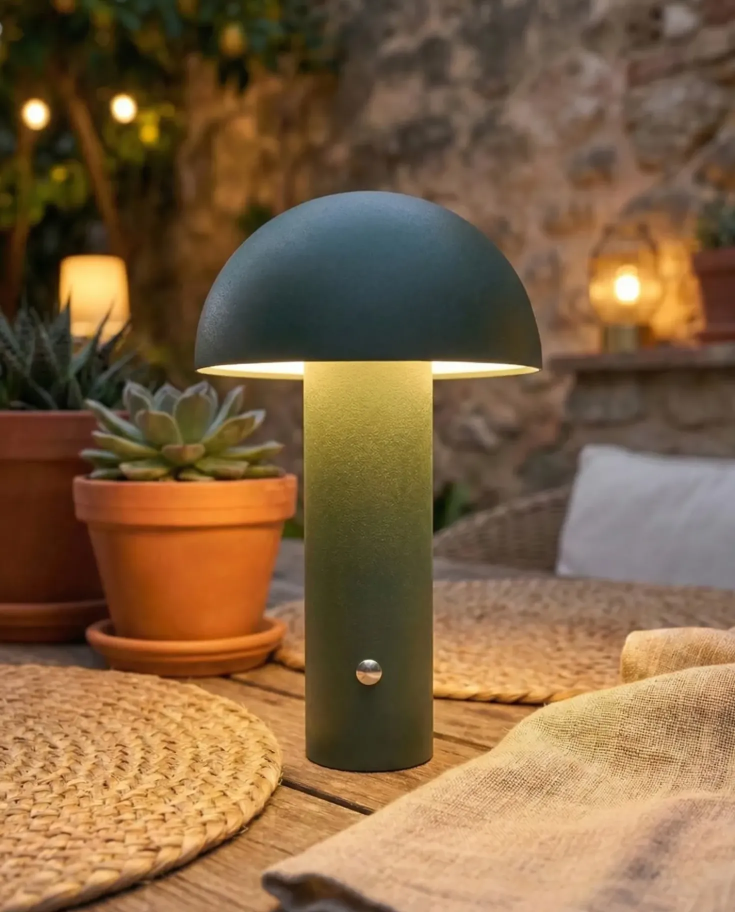 Lampada da tavolo senza fili a LED BOJO con dimmer Metallo Verde scuro