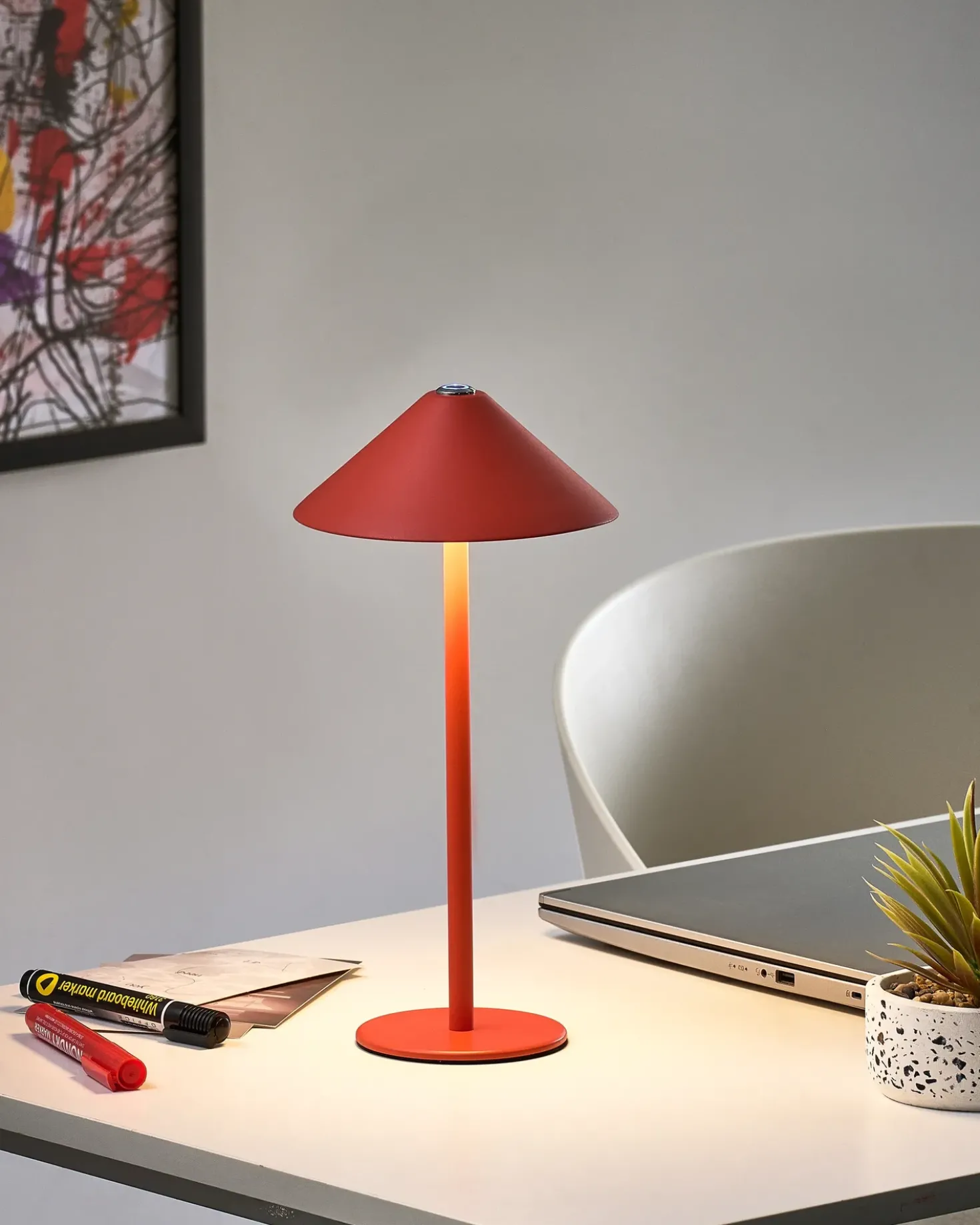 Lampada da tavolo senza fili a LED MODJO con dimmer Metallo Rosso