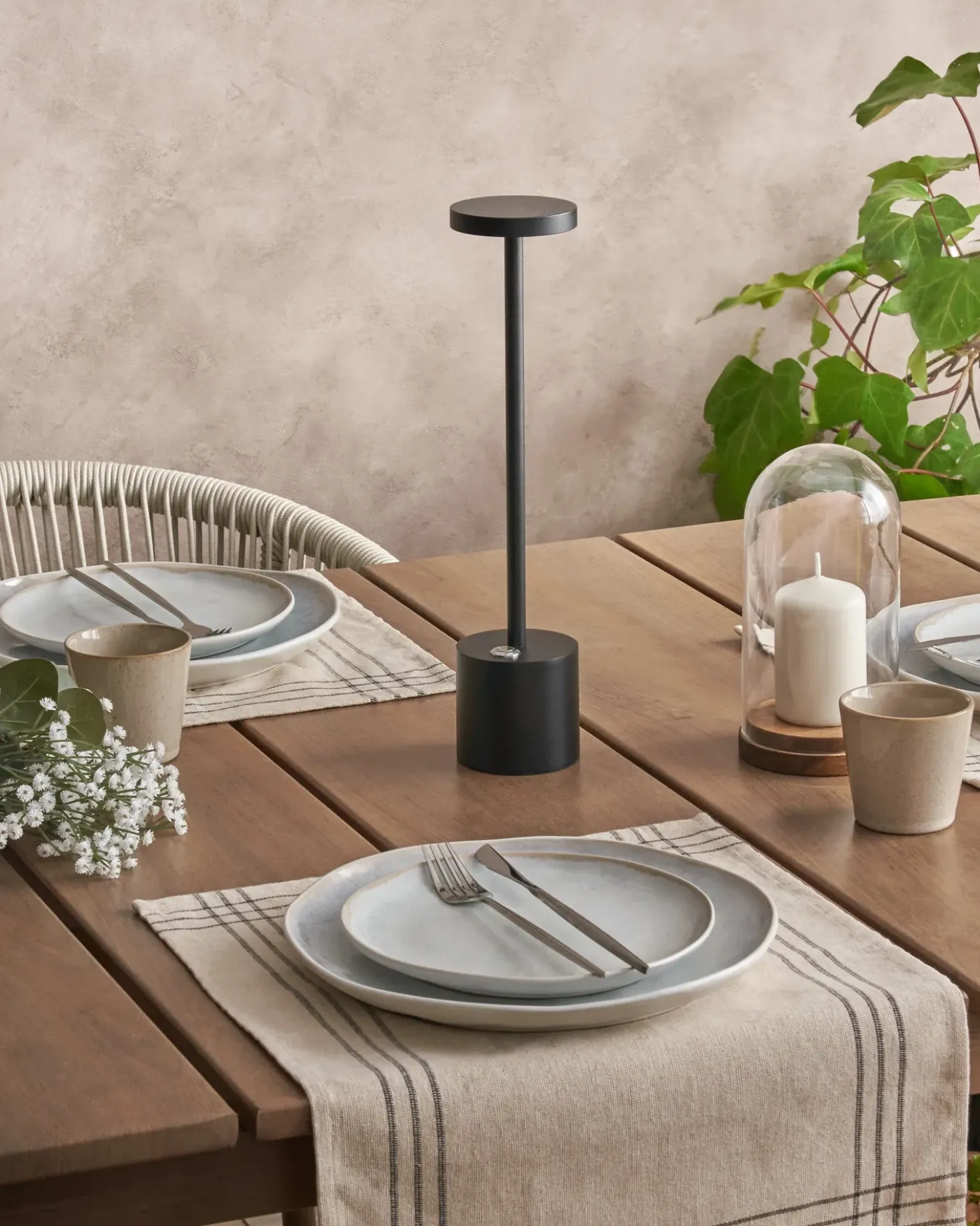 Lampada da tavolo senza fili a LED LIZANDRO con dimmer Metallo Nero